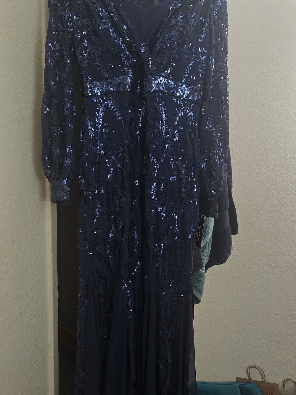 R&M Richards Navy Sequin Cocktail Dress